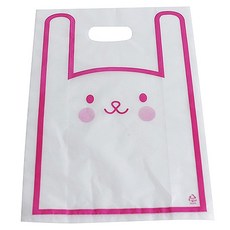 티나피크닉 손잡이 비닐쇼핑백, 핑크토끼, 50개
