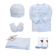 BabyBoom 嬰兒印花刺繡肚衣+包巾+手套+腳套+帽子