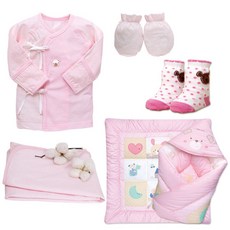 BabyBoom 女童禮物組 刺繡長袖T恤+包巾+手套+外出包巾+襪子