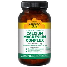 Country Life Vitamins 칼슘 1000mg 마그네슘 콤플렉스500mg 비타민 D3 400IU함유, 1개