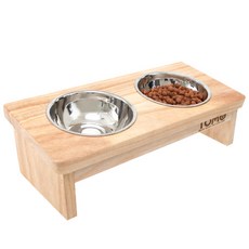 TOMO 實木寵物雙飼料碗架, 混色, 1個