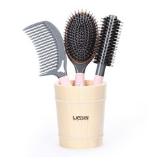 WESSEN 橡膠握把3件式髮梳籃A組, 粉紅色, 1套