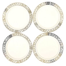 塑膠復古金邊餐盤 26cm, 4件, 2個