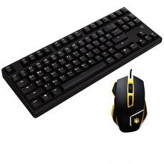 씽크웨이 CROAD 7버튼 게이밍 마우스 + 체리미엄 PBT 텐키리스 LED 게이밍 키보드 적축, M560 WHEEK, CROAD C710, 블랙, 블랙