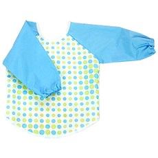 2deco 輕便防水長袖圍兜, 藍色 藍色, 1件