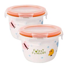 2deco 陶瓷食品收納盒 220ml, 森林朋友兔子款, 2個