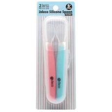 2deco 矽膠湯匙 2入, 粉紅 薄荷色, 1組