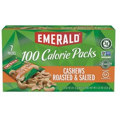 Emerald 캐슈 100 칼로리 팩 로스티드 & 솔티드 7개입, 1개, 17.5g