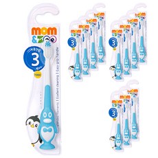 mom&zoo 企鵝造型兒童牙刷, 藍色, 1支, 12支