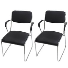 오에이데스크 팔걸이 크롬라운딩의자, 블랙, 2개