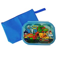 LILFANT Dino Mecard 不鏽鋼餐盒組 DM0104, 混色, 餐盤+蓋子+收納袋, 1組