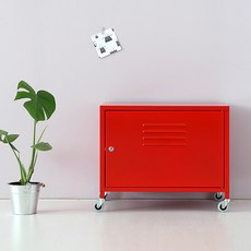 마켓비 캐비넷 이동형 1칸 수납장 600400, 레드