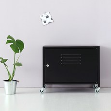 마켓비 캐비넷 이동형 1칸 수납장 600400, 블랙