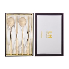 LIHAN Living Curator 韓國陶瓷Living 雕刻蘭花銅製夫妻湯筷組, 1套, 混合色, 湯匙 2p + 筷子 2p