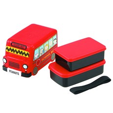 SNOOPY 孩童巴士造型雙層便當盒, 紅色, 1組