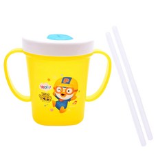 릴팡 흘림방지 양손 빨대컵 1p + 실리콘 빨대 2p, 뽀로로, 1세트