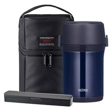 THERMOS 膳魔師 便當保溫罐 TKLD-1601F+湯匙+湯匙收納盒+保溫罐提袋, Midnight Blue, 1組
