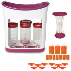 인판티노 스퀴즈 스테이션 + 일회용 이유식 파우치 10p + 파우치 뚜껑 10p, 혼합 색상, 1세트