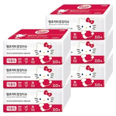Hello Kitty 彈出式天然紙漿美容紙巾 3 層紅色 3p, 6包, 110張