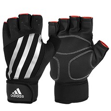 adidas 愛迪達 縫線露指運動手套, 黑色的