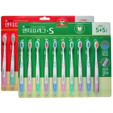ANTI-PLAQUE S牙刷 超細毛 10入+彈力毛 10入, 1套