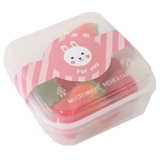 Taikoplas 黃氏便當 正方形耐熱一次性便當盒 350 + 蓋子 + 兔子圓形長條貼紙, 10入, 1套