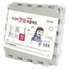 지앤마 안심 유아퍼즐매트 12mm 10p, 그레이, 1세트
