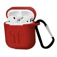 아이엠듀 에어팟 키링 실리콘 케이스, 레드, 1개