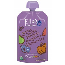 엘라스키친 슈퍼 스무스 어린이 퓨레, 사과, 고구마, 호박, 블루베리(Apples, Sweet Potatoes, Pumpkin, Blueberries), 1개
