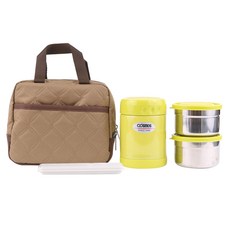 韓國 cosmos 保溫熱便當 410ml 套組, 混色, 1套