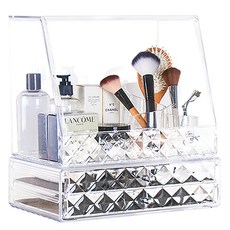 LADIY 掀蓋式化妝品收納盒+雙層抽屜櫃 DABD02, 1組