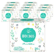 퓨어365 팬티라이너, 일반, 20개입, 12개