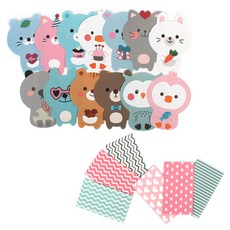 톡톡팬시 동물 도무송 5종 편지지 20p + 편지봉투 10p 세트, 랜덤 발송