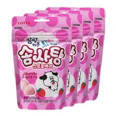 롯데제과 말랑카우 솜사탕 스트로베리 캔디, 50g, 4개