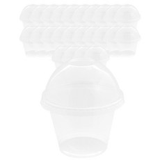 투명 디저트 컵 + 돔형 타공 뚜껑 9.2 x 10.5 cm, 25개, 1세트