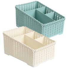 River Green Weave 多功能收納籃 2p 套裝, 藍色+白色, 1組