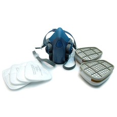 3M 7502半面體防護面具+6001K蒸氣用濾罐組, 1套