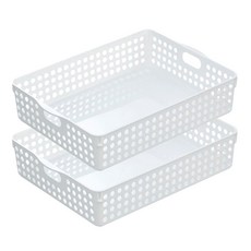 이노마타 스톡 다용도 정리 바스켓 4570 가로 A4, 화이트, 2개