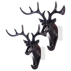 리빙듀오 북유럽 사슴 벽걸이 후크, 블랙, 2개