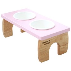 Happy Village 原木寵物餐桌 Annie粉色, 1組