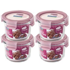 Glasslock 肉品小菜用圓形玻璃密封保鮮盒, 165ml, 4個