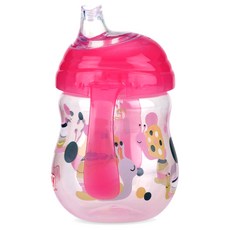 Nuby 雙耳吸嘴學習杯, 粉色, 270ml, 1個
