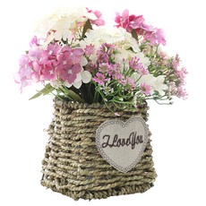 Happy Village 人造藤編繡球花盆栽, 混合色, 1個