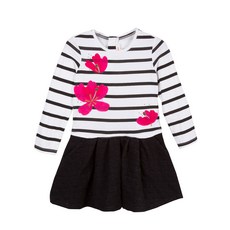 까띠미니 여아용 플로럴 패치 스트라이프 저지 탑 스팽글 퀼트 튜블러 니트 스커트 원피스