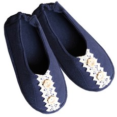 Hongdaesunhuisyap 蕾絲襪套型室內拖鞋 466, 海軍藍