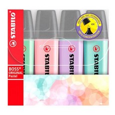 STABILO 思筆樂 Boss粉彩螢光筆4入組, 粉色、淡紫色、藍色、綠色, 1套