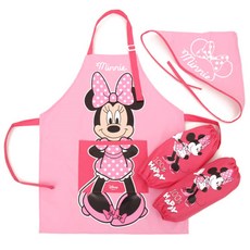 Disney 迪士尼 女孩童米妮防水圍裙3件組