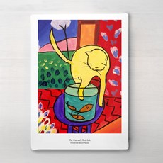 RYMD 마티스 더 켓 위드 레드 피쉬 캔버스 액자, 프레임 없음