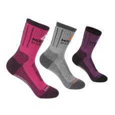 MOUNTAIN EQUIPMENT Dry Cool W 襪子 3, 粉色、D-灰色、紫色