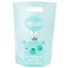 아이엔피 국산 헬로베어 기프트 비닐백, 민트, 50개